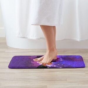 Afro African American Woman with Purple Hair Bathroom Rugs Ultra Soft Non Slip Comfortable Bath Rug Washable Carpet Floor Rugs 19.5 X 31.5 Inches for Living Room Decor, Dining,Kitchen,Bedroom Indoor