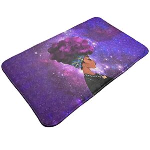 Afro African American Woman with Purple Hair Bathroom Rugs Ultra Soft Non Slip Comfortable Bath Rug Washable Carpet Floor Rugs 19.5 X 31.5 Inches for Living Room Decor, Dining,Kitchen,Bedroom Indoor