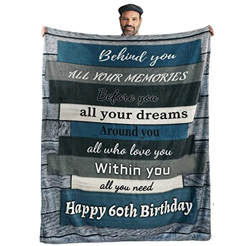 60th Birthday Gift Ideas Blanket, Happy 60th Birthday Gifts for Men Women, 60 Year Old Gifts for Women, 1962 Birthday Gifts for Men, 60 Birthday Gifts for Dad Mom, Birthday Blanket for Women 60"×50"