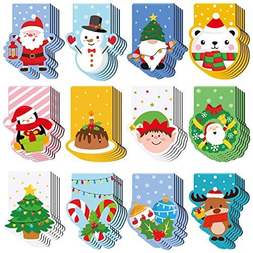 60 Pieces Christmas Magnetic Bookmarks Kids Cute Bookmarks Magnet Page Clips Bookmark with Santa Snowman Reindeer Pattern Xmas Page Clips for Kids Christmas Winter Holiday School Gifts