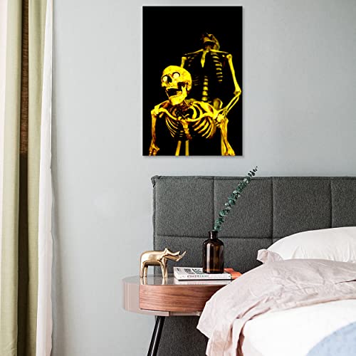 Creative skull canvas print wall decor gold gothic art skull canvas print wall decor for bedroom living room decor Stretch And Frame Ready To Hang 12x18inch(30x45cm)