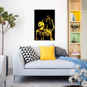 Creative skull canvas print wall decor gold gothic art skull canvas print wall decor for bedroom living room decor Stretch And Frame Ready To Hang 12x18inch(30x45cm)