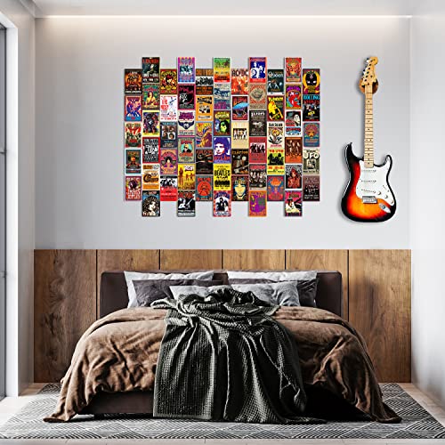 Woonkit 60 PC Vintage Rock Band Posters for Room Aesthetic, 70s 80s 90s Retro Music Room Wall Bedroom Decor Wall Art, Vintage Rock Band Music Concert Poster Wall Collage, Old Music Album Cover Prints (A 60 SET, 4X6 INCH)