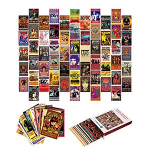 Woonkit 60 PC Vintage Rock Band Posters for Room Aesthetic, 70s 80s 90s Retro Music Room Wall Bedroom Decor Wall Art, Vintage Rock Band Music Concert Poster Wall Collage, Old Music Album Cover Prints (A 60 SET, 4X6 INCH)