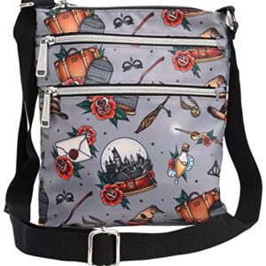 Loungefly Harry Potter Passport Crossbody Travel Bag AOP Relics Tattoo Print