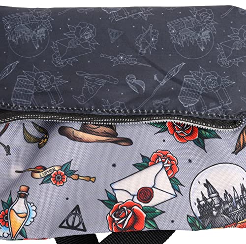 Loungefly Harry Potter Passport Crossbody Travel Bag AOP Relics Tattoo Print