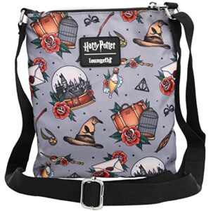 Loungefly Harry Potter Passport Crossbody Travel Bag AOP Relics Tattoo Print