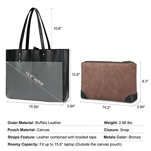 S-ZONE Women Genuine Leather Tote Bag Shoulder Handbag Version 1 Bundle with Version 2 Crossbody Purse