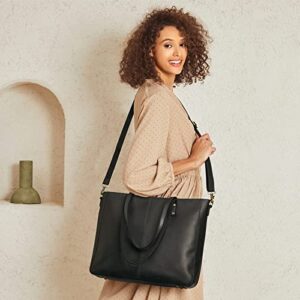 S-ZONE Women Genuine Leather Tote Bag Shoulder Handbag Version 1 Bundle with Version 2 Crossbody Purse