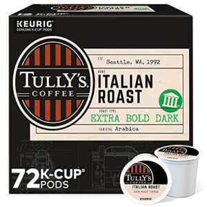 tully’s coffee italian roast, single-serve keurig k-cup pods, dark roast coffee, 72 count