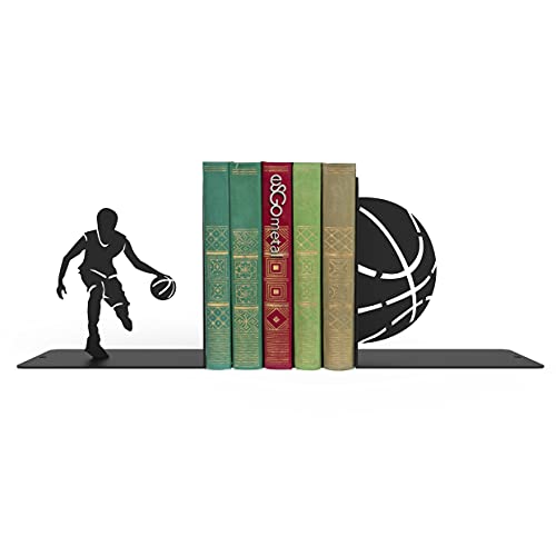 ESGO Basketball Bookends - Bookends for Shelves, Book Ends for Office, Modern Bookends for Desk and Bookshelves, Metal bookends, Heavy Duty Metal Black Bookend Support, Creative Book Ends.