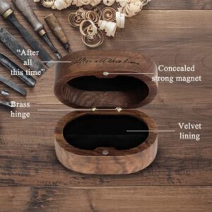 FunisFun Engagement Ring Box, Ring Bearer Box for Two Rings, Small Wooden Ring Box for Proposal/Wedding/Ceremony/Birthday/Gift, the Witness of Love (Walnut)