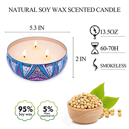 Iwaxlife Outdoor Citronella Candles, 3 Wicks 2X 13.5oz Citronella Scented Candle Large Size, Made from Natural Soybeans Outdoor Indoor Home Yard, Summer Gift Candle Gifts