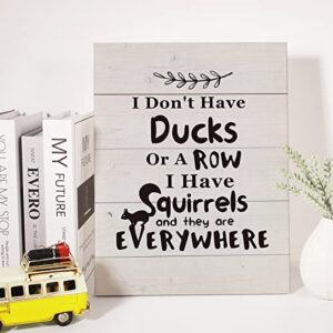 Funny Saying Quote Canvas Wall Art I Don’t Have Ducks Or A Row Canvas Print Squirrels Painting Wall Decor Framed Gift 12x15 Inch
