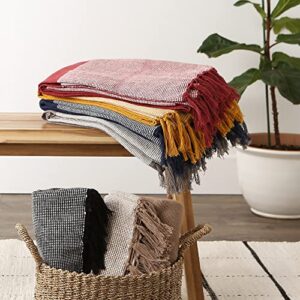 DII Striped Throw Collection Urban Cityscape Border, Stone