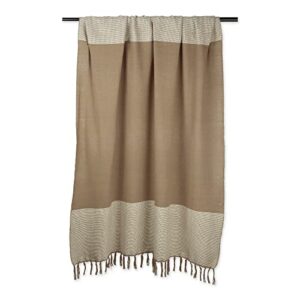 DII Striped Throw Collection Urban Cityscape Border, Stone