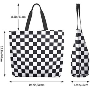 Tote Bag for Women Large Tote Bag Beach Tote Bag Shoulder Bag Daily Handbag - Racing Flag Checkers(Black White)