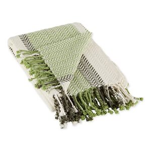 dii striped throw collection herringbone, 50×60, antique green