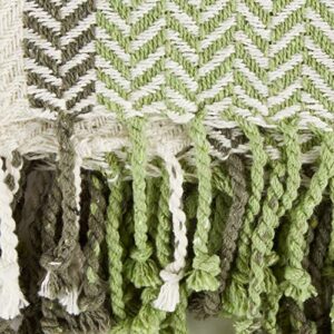 DII Striped Throw Collection Herringbone, 50x60, Antique Green