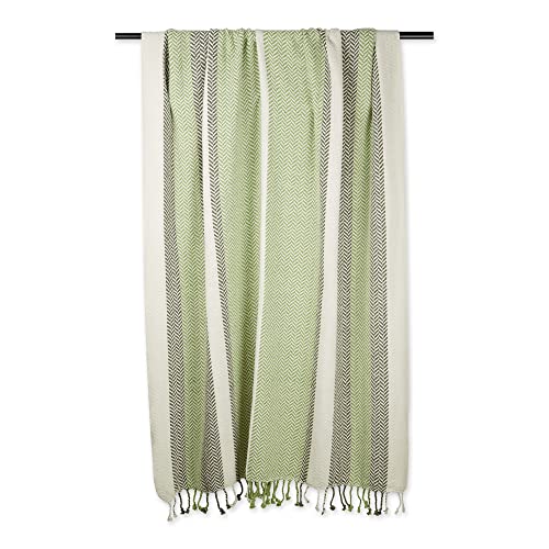 DII Striped Throw Collection Herringbone, 50x60, Antique Green