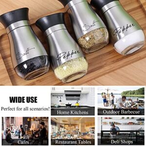 Stainless Steel Salt And Pepper Shakers Set with Glass Bottle, Spice Dispenser Kitchen Accessories for Table,RV,Camp,BBQ (2 PACK)