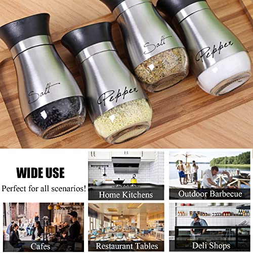 Stainless Steel Salt And Pepper Shakers Set with Glass Bottle, Spice Dispenser Kitchen Accessories for Table,RV,Camp,BBQ (2 PACK)