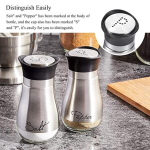 Stainless Steel Salt And Pepper Shakers Set with Glass Bottle, Spice Dispenser Kitchen Accessories for Table,RV,Camp,BBQ (2 PACK)