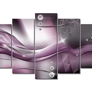 YAYNICE Modern Abstract Purple Wall Art 5 Piece Large Picture Canvas Print Wall Painting Artwork Wall Décor for Bedroom Living Room Bathroom Office