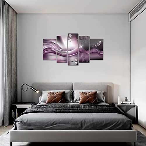 YAYNICE Modern Abstract Purple Wall Art 5 Piece Large Picture Canvas Print Wall Painting Artwork Wall Décor for Bedroom Living Room Bathroom Office