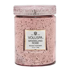 voluspa sparkling rose candle | small glass jar | 5.5 oz. | 50 hour burn time | hand-poured coconut wax + all natural wicks for a clean burn | vegan | poured in the usa