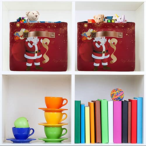 Nander 1PCS Santa Claus Large Storage Basket,Foldable Storage Bin Waterproof Laundry Basket with Handle for Home Closet & Office Christmas Decoration