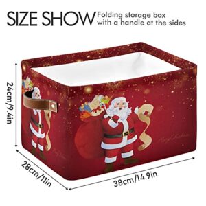 Nander 1PCS Santa Claus Large Storage Basket,Foldable Storage Bin Waterproof Laundry Basket with Handle for Home Closet & Office Christmas Decoration