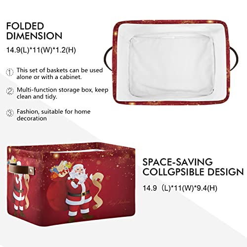 Nander 1PCS Santa Claus Large Storage Basket,Foldable Storage Bin Waterproof Laundry Basket with Handle for Home Closet & Office Christmas Decoration