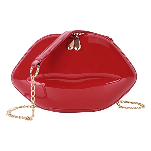 Goclothod Women Lips-shaped Shoulder Bag PU Leather Crossbody Bag Party Evening Handbag