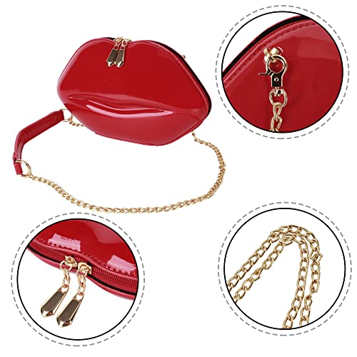 Goclothod Women Lips-shaped Shoulder Bag PU Leather Crossbody Bag Party Evening Handbag