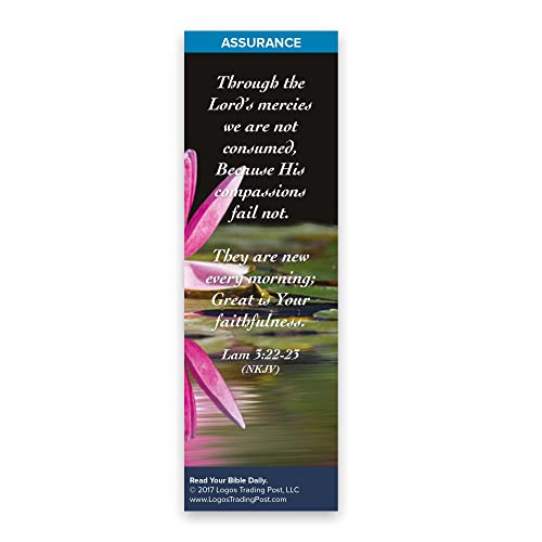 Christian Bookmark with Bible Verse, Pack of 25, Assurance Themed, His Mercies Are New Every Morning, Lamentations 3:22-23