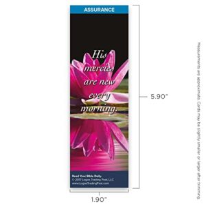 Christian Bookmark with Bible Verse, Pack of 25, Assurance Themed, His Mercies Are New Every Morning, Lamentations 3:22-23