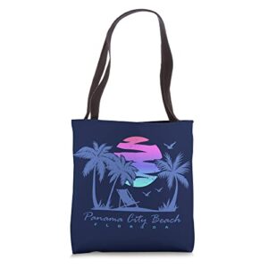 panama city beach florida vacation trip retro vintage sunset tote bag