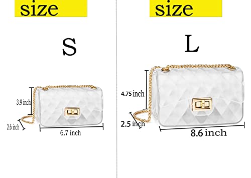 BRIMISKY Clear Bag Semi Transparent Jelly Bag for Women,Lady Fashion Lovely Bag，Shoulder Bag,Transparent Clutch(Semi Transparent-white-Large)