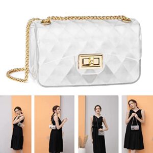 BRIMISKY Clear Bag Semi Transparent Jelly Bag for Women,Lady Fashion Lovely Bag，Shoulder Bag,Transparent Clutch(Semi Transparent-white-Large)