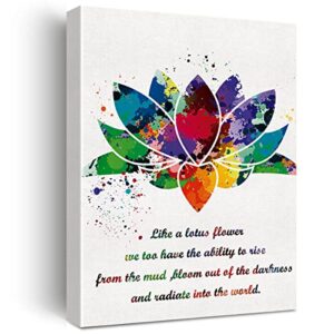 just like the lotus inspirational quote canvas wall art lotus watercolor canvas print positive canvas painting wall decor framed motivational gift 12×15 inch