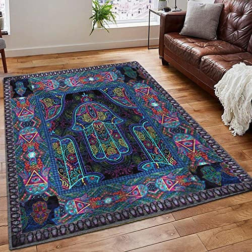 SATIGI Hamsa Hand Meditation Floral Dark Area Rug Indoor Outdoor Chakra Yoga Rug Decor Super Soft Carpet,Rugs Carpets Floor Home,Nursery,Bed Living Room Meditation Area Rug 2x3ft/3x5ft/4x6ft/5x8ft