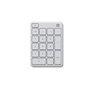 Microsoft Number Pad - Glacier. Standalone Number Pad for Numeric Input. Wireless, Bluetooth 18-Key Number Pad with Up to 24 Months Battery Life