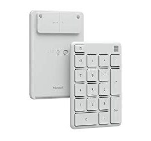 Microsoft Number Pad - Glacier. Standalone Number Pad for Numeric Input. Wireless, Bluetooth 18-Key Number Pad with Up to 24 Months Battery Life