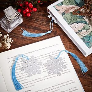 CHGCRAFT 20Pcs Snowflake Bookmark with Tassel Metal Bookmark Christmas Boxed Snowflake Bookmark for Bookworm Gift Book Lovers Student 7.3inch