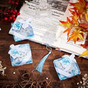 CHGCRAFT 20Pcs Snowflake Bookmark with Tassel Metal Bookmark Christmas Boxed Snowflake Bookmark for Bookworm Gift Book Lovers Student 7.3inch