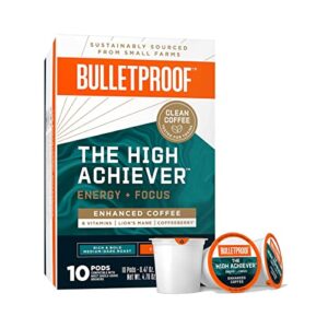 bulletproof the high achiever pods, 10 count, medium-dark roast enhanced coffee