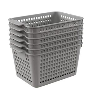 ramddy pantry storage baskets bin, small plastic gray basket, 6 packs
