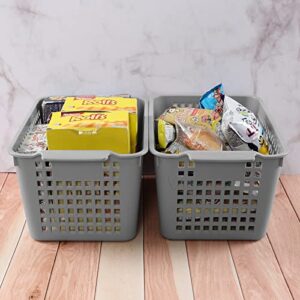 Ramddy Pantry Storage Baskets Bin, Small Plastic Gray Basket, 6 Packs