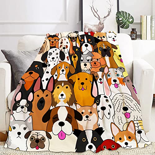 LINGXUQK Cute Dog Blanket Pink Flowers Fleece Blanket Lightweight Fluffy Sherpa Throw Blankets Funny Pet Dog Blanket for All Season in Home Gifts for Animal Lovers